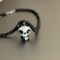 Halloween quirky skull bead necklace unique pendant gothic beaded jewelry accessory women - Style 1 (Black Skull Ghost)