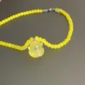 Yellow beaded necklace with cute ghost pendant, funny Halloween jewelry accessory for women. - Style 3 (Yellow Translucent Ghost)