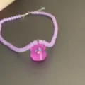 Collar de cuentas púrpura con lindo colgante fantasma translúcido joyería Halloween - Estilo 5 (Fantasma Púrpura Rosa)