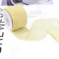 Gelbes Organza-Netzband mit Perlenrand für DIY-Basteln, Geschenkverpackung und Hochzeitsdeko. - Breite 1cm Länge 9m/Rolle / Gelb
