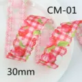 Pink strawberry checkered lace ribbon 30mm for DIY hair bows craft sewing party decoration - Pink Plaid Strawberry Style (CM-01) / Size 5