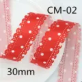 Red polka dot hollow lace ribbon 30mm wide DIY hair bow accessories and gift wrapping material - Red Polka Dot Style (CM-02) / Size 5