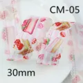 Pink strawberry cake pattern hollow lace ribbon, 30mm wide fabric trim for DIY bows. - Delicate Strawberry Cake Print Style (CM-05)