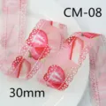 Pink strawberry lace ribbon 30mm wide, perfect for DIY hair bows and craft decoration. - Sweet Pink Strawberry Style (CM-08)