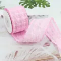 Rotolo di nastro in chiffon a quadri rosa per fai da te, fiocchi, accessori per abbigliamento. - 7 * width: 2.5cm * Length: 5 yards = 4.5 meters/Roll