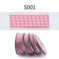 Pink gingham ribbon for gift wrapping, DIY crafts, wedding bow decorations, and festive packaging. - Width 6mm, Length 5 Yards / Pink (S001)