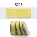 Yellow gingham ribbon fabric for gift wrapping DIY handmade bows and box decoration. - Width 6mm, Length 5 Yards / Yellow (S005)
