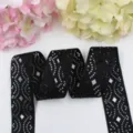 Black 3.8cm wave hollow ribbon, delicate embossed fabric trim for DIY bows and garment sewing crafts. - 5 Yards (Approx 4.5m/Roll) / Black