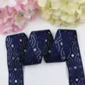 Navy blue 3.8cm hollow ribbon variant, wavy diamond pattern fabric trim for DIY crafts. - 5 Yards (Approx 4.5m/Roll) / Dark Blue