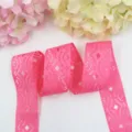 Ruban dentelle creux rose vif de 3.8cm pour le bricolage DIY, nœuds et accessoires de vêtement. - Rose vif
