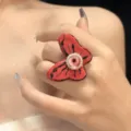 Y2K rode vlinderring met glazen oog, alternatief punk statement sieradenstuk voor unieke dames. - Kleine Rode Vlinder (4#)