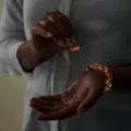 Glow in the dark glass bead bracelet and glowing earrings set for men and women daily wear - 8mm Set / Red