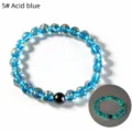 Starry glass luminous bracelet acid blue gold foil crystal anti-anxiety beaded jewelry - 8mm / Lake Blue
