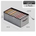 12-Grid Foldable Clothing Storage Box with Lid Closet Organizer for Shirts 44x30cm - Houndstooth Box Large 12 Grids With Lid
