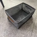Foldable fabric storage box for clothes and pants, gray collapsible home organizer bin. - Grey Coated Steel Frame