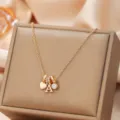 Gold tone initial letter A heart crystal multi-charm pendant necklace for women variant - Letter A