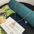 Vista dettagliata della collana con ciondolo zodiacale dorato e zirconi cubici scintillanti. - Taurus