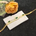 Exquisite titanium steel double-layer bracelet with green gems and white shell square. - Emerald Layered Bracelet / Gold