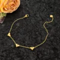 Gold heart diamond chain necklace variant, stylish titanium steel clavicle jewelry piece. - 3D Heart Bracelet / Gold