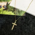 Exquisite gold cross pendant necklace with colorful cubic zirconia stones for women daily. - Style 8