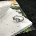 Bague ouverte tendance avec cristal de cœur et ailes d'ange, bijoux élégants pour femmes. - Style 10