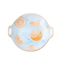 Keramische serveerschaal met twee handgrepen en sinaasappelmotief voor fruitsalade en pasta. - Gedrukt 10 inch rond bord met twee handgrepen / Sinaasappel