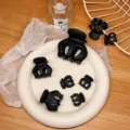 Set of matte black hair claw clips in various sizes for stylish daily updos and ponytails. - 1# Large Medium Small 12-Piece Set