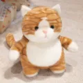 Cute glowing orange cat plush toy, soft stuffed animal doll for kids and girls birthday gift. - Standing Style / 28x25x14cm