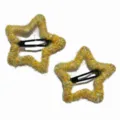 Yellow wool yarn wrapped star snap hair clip cute plush hair accessories for women. - Yellow