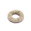 Beige velvet hair tie, soft fuzzy texture, high elasticity, durable daily hair accessory for women. - Khaki