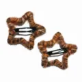 Brown wool plush star hair clip cute children hair accessory sweet dopamine snap hair clip - Brown