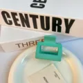 Matte green square hair claw clip, minimalist medium size candy color hair accessory. - 5cm Square Block / Turquoise