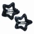 Plush star hair clip dark blue woolen hair barrette cute side clip for girls styling hair - Multicolor