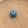 Blue fuzzy felt bead detail with brass core, large hole spacer bead for jewelry design. - 8#