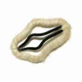 Cute knitted cloud hair clip with wavy black metal frame and soft beige furry wrap. - Beige