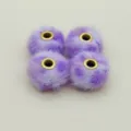 Purple fluffy faux mink fur DIY large hole beads spacer charms for bracelets jewelry making - Purple White