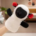 Cute cartoon black-faced sheep plush hand puppet toy for kids storytelling and interactive performance. - Black and White Sheep