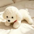 Lindo peluche de caniche simulado, suave cachorro tumbado de juguete para los niños. - Tendido Teddy - Blanco