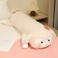 Cute fluffy sheep long plush body pillow, soft stuffed animal toy in beige with pink bows. - 60cm Without Inner Liner (0.55kg) / Beige