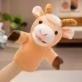 Cute cartoon sheep hand puppet plush toy for kids interactive storytelling and shows. - Brown Goat