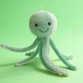 Minzgrüne Oktopus Plüschtier, süßes Stofftier mit Aufhängekordel, weiche Schlüsselanhänger Variante. - Hellgrün