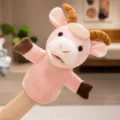 Pink cartoon sheep hand puppet plush toy for kids interactive storytelling and puppet show. - Pink Goat
