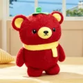 Adorable red strawberry bear plush toy cute stuffed animal doll with yellow scarf variant. - Tomato Bear / 17cm