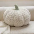 White plush pumpkin pillow, soft stuffed toy and cozy sofa cushion for autumn home decor. - 20cm / Off White