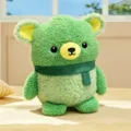 Green teddy bear plush toy with green scarf, cute stuffed animal doll for children. - Cauliflower Bear / 17cm