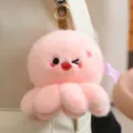 Süßer rosa Oktopus Plüschtier Schlüsselanhänger, weiche flauschige Stofftier Tasche Anhänger. - Rosa