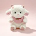 Süßes sitzendes Lamm Plüschtier mit rosa Schal weiche Kuscheltier Puppe für Mädchen Begleiter - 23cm / Rosa Lätzchen-Stil