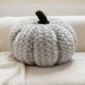 Gray crochet pumpkin pillow plush toy soft stuffed cushion for sofa home decor room decoration. - Gray