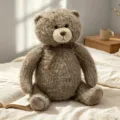 Knitted brown teddy bear plush toy with bow, cute stuffed animal for kids and home decor. - 27cm / Brown Bear