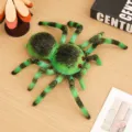 Cartoon simulation spider plush toy, green and black stuffed doll for kids comforting pillow. - 20cm / Green Spider